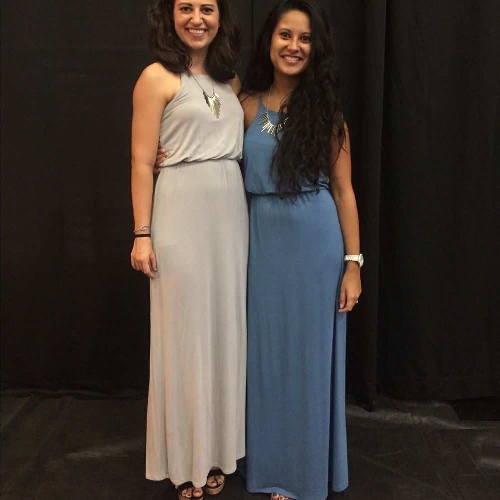 Floor-length blue maxi dress